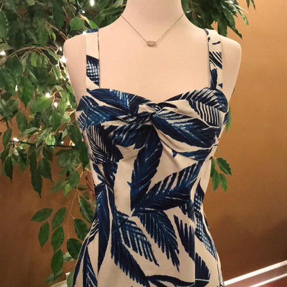 JONES NEW YORK SIGNATURE STRETCH BLUE, WHITE DRESS - Picture 3 of 8